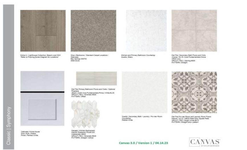 Design selections.  Home is under construction and selections are subject to change.