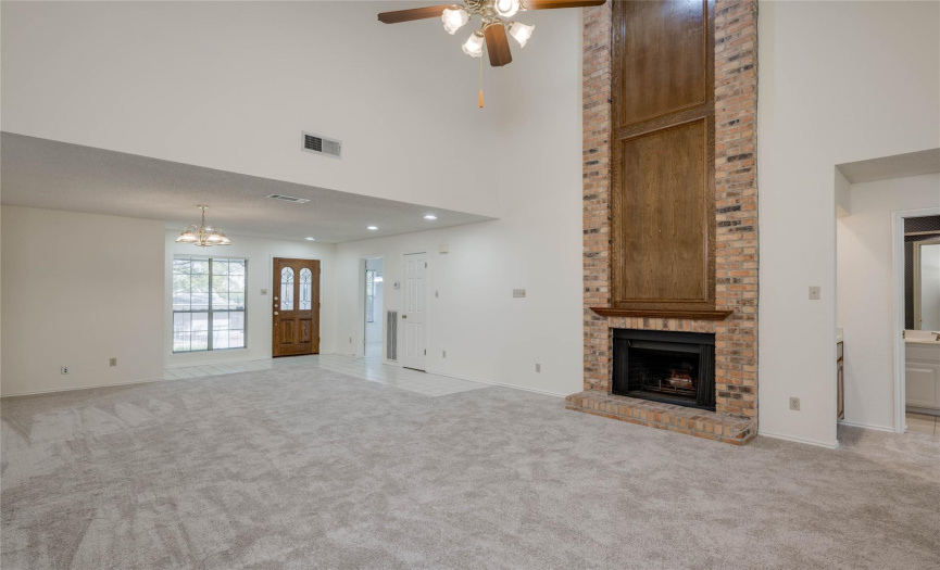 vaulted ceiling living room, new carpet