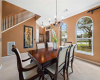 This oversized dining room is the perfect place for family gathering. 