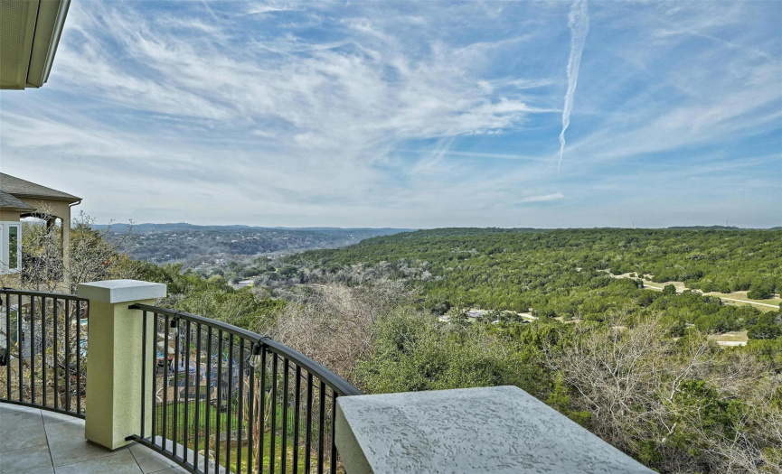 Views of the hill country and Lake Austin.