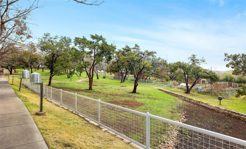 The picturesque green space behind the condos is perfect for taking in the views. 