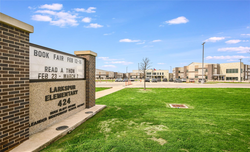 Larkspur Elementary School is a highly-rated, public school located in this community. It has 929 students in grades PK, K-5 with a student - teacher ratio 15:1. Note: Leander schools are being re-zoned for the next school year.