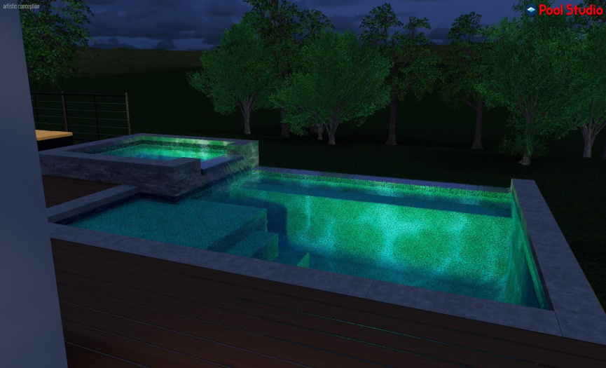 Pool rendering night view. just imagine enjoying this pool after a long days work with the family. 