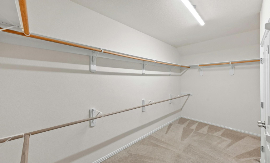 The spacious walk-in closet offers ample storage and organization solutions.