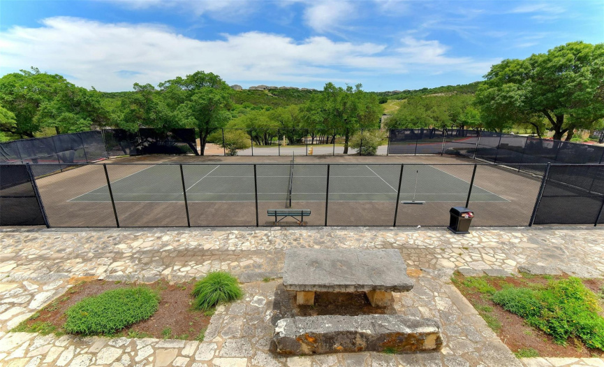 The community tennis courts is one activity homeowners enjoy. 
