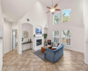 Ceramic tile flooring flows throughout the main living areas.