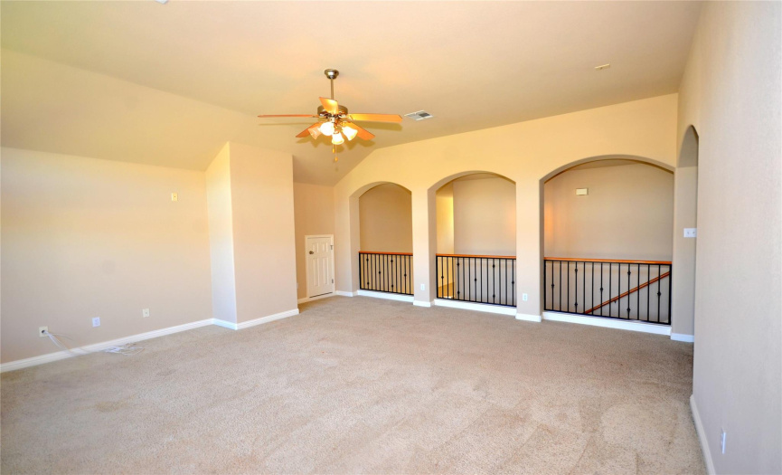Large Loft with Ceiling Fan on 2nd Floor Open to Front Door