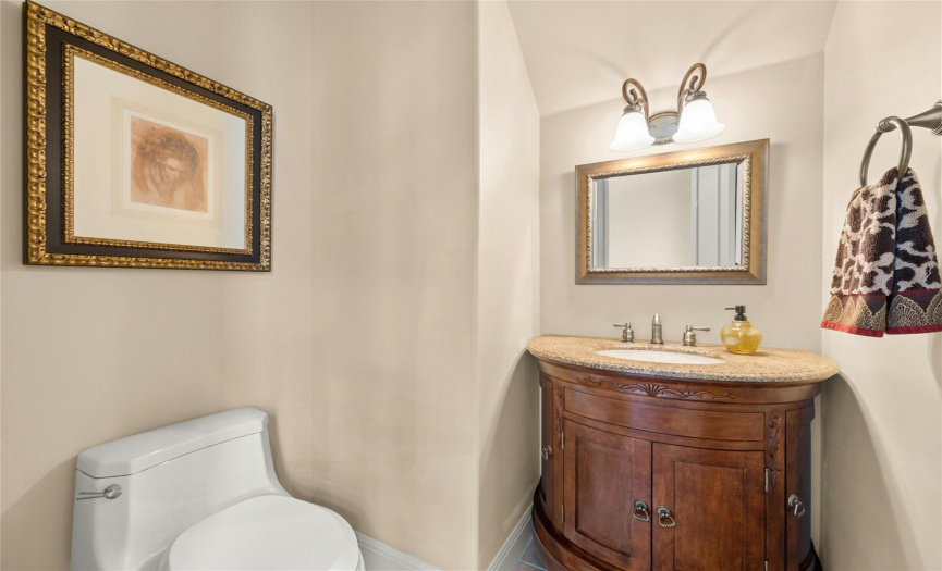 This main level bathroom is perfect for both daily guests as well as the guest room. 