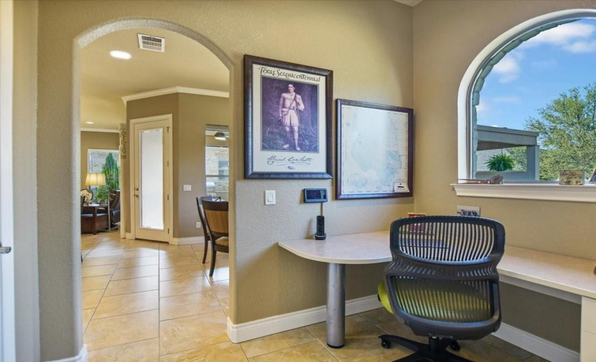 How about this convenient pocket office - located next to the master bedroom.