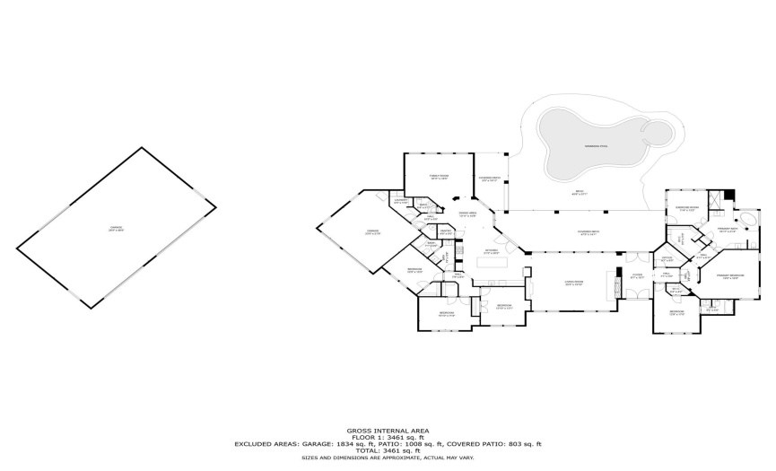 The Floor Plan for this expansive 3,836 sq ft home. 