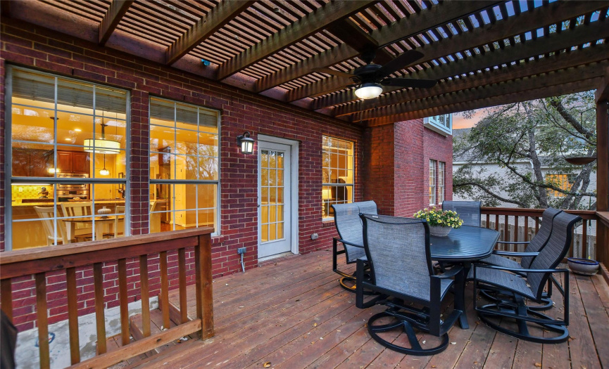 Covered back deck perfect for entertaining.