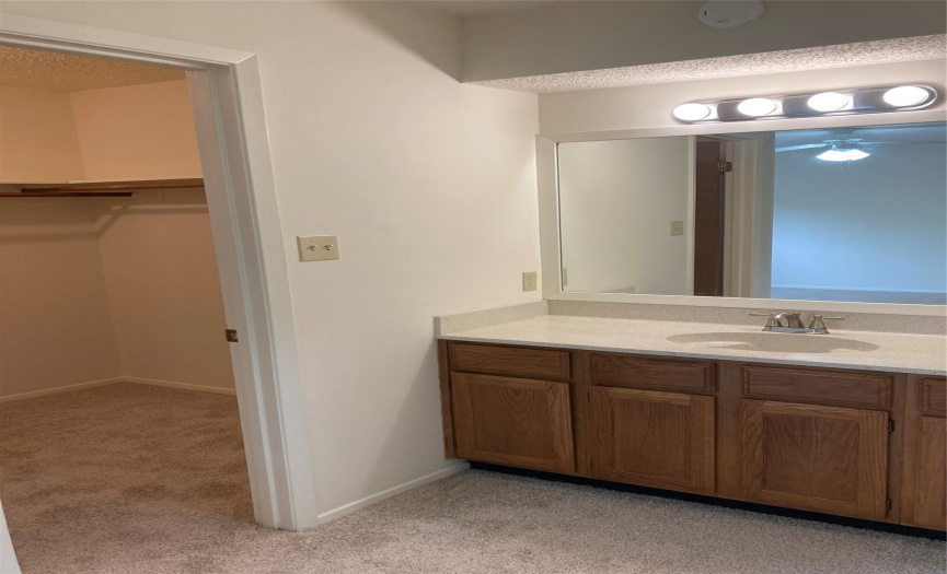 A-side Master vanity with closet to the left.
