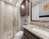 Full bath with elevated personal touches. 