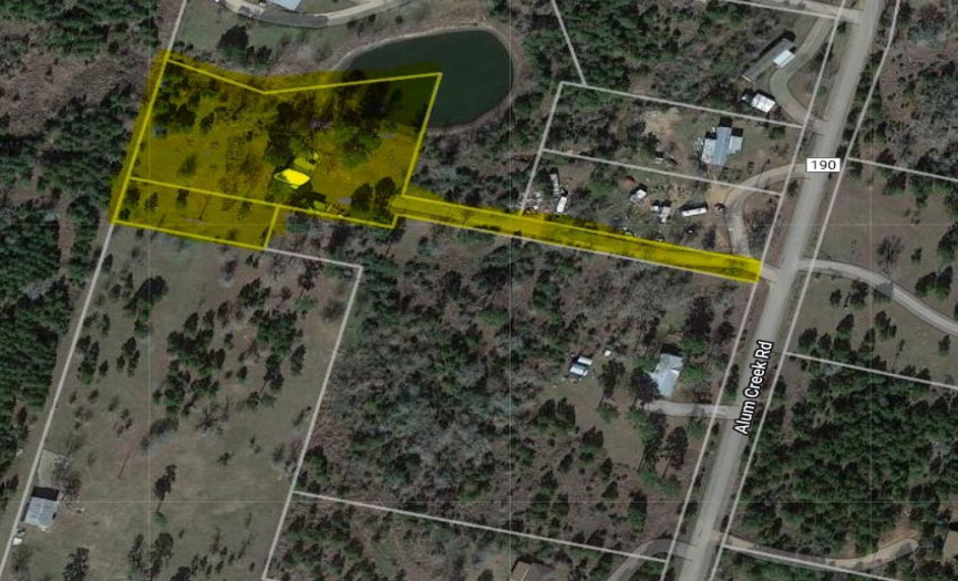 Yellow highlighted area shows property for sale