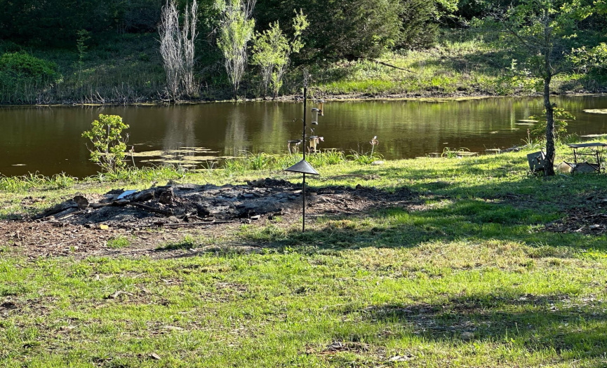 Pond on property behind home