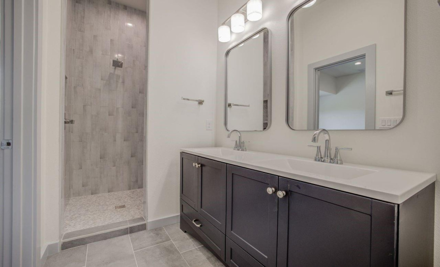 Master double vanity and shower