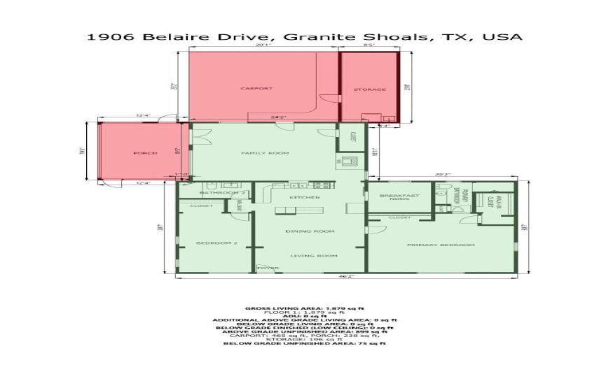 1906 Belaire DR, Granite Shoals, Texas 78654, 2 Bedrooms Bedrooms, ,2 BathroomsBathrooms,Residential,For Sale,Belaire,ACT4381337