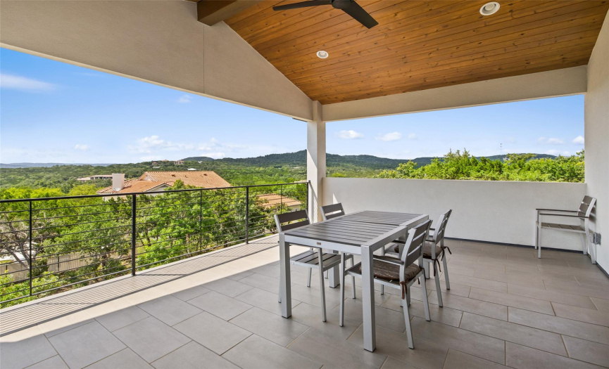 Second level outdoor patio with Hill Country views.