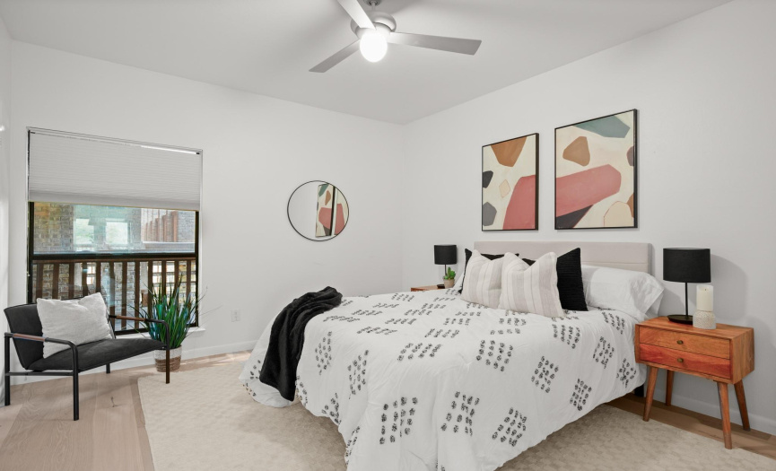 The bright and spacious bedroom provides plenty of space for a king sized bed and your bedroom furniture. 