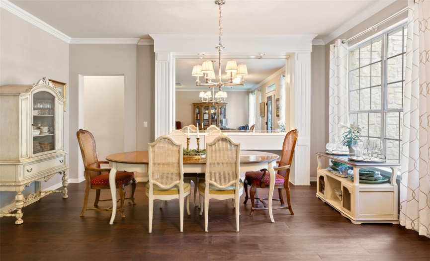 Formal dining room is large.