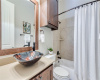 Guest bath with vessel sink and shower/tub 