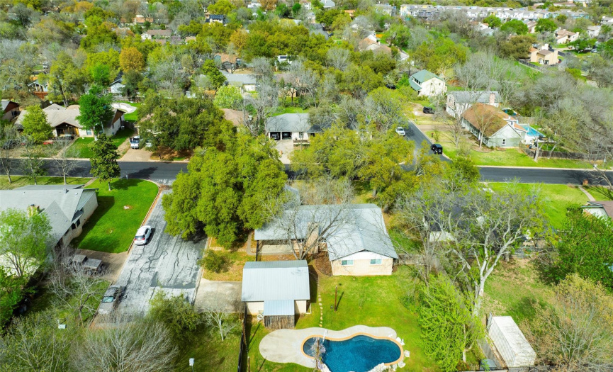 Aerial view from the front side of the home.