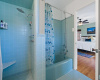 Master Bath featuring the original blue tile design!
