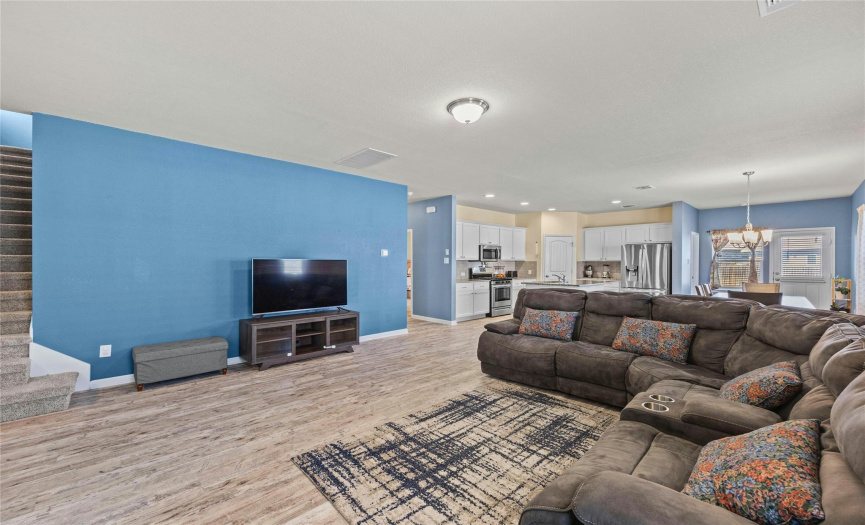 Spacious Family Room - stairs lead to Game Room, Bedroom 4 and Full Bath