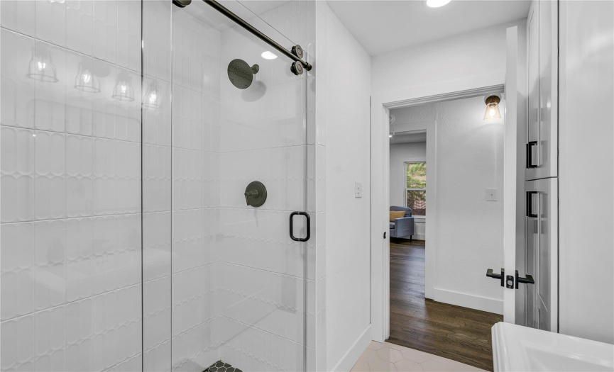 Expanded shower w/ spa-like touches