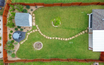 Want a backyard retreat on .21 acres?    Professionally landscaped by local Texas landscape design firm, Agave LD.