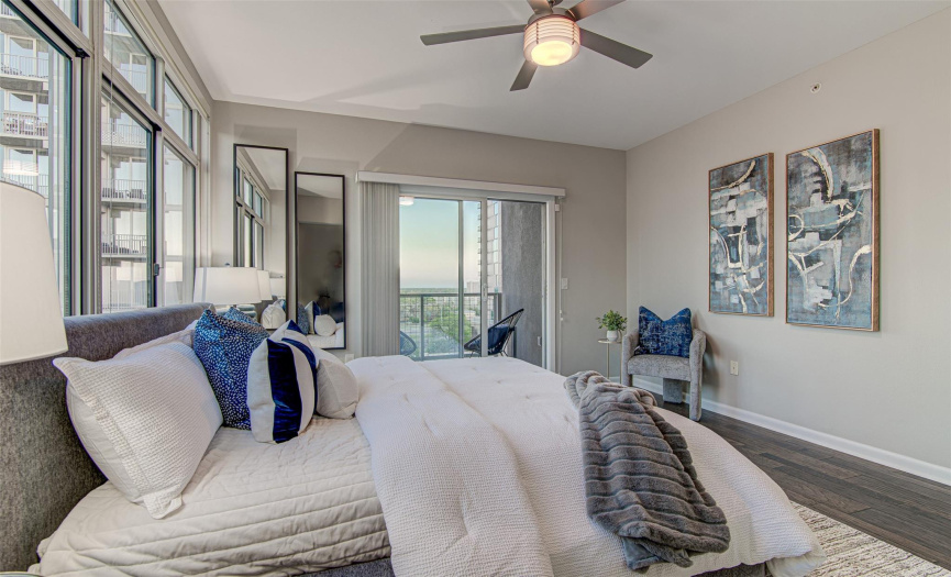 This bedroom is large, has it's own patio, and is filled with natural light...especially in the mornings.