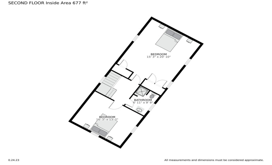 Floor plan of the upstairs in the historic wing of Little Fox Meadows