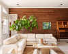 Wood paneled accent wall in main living