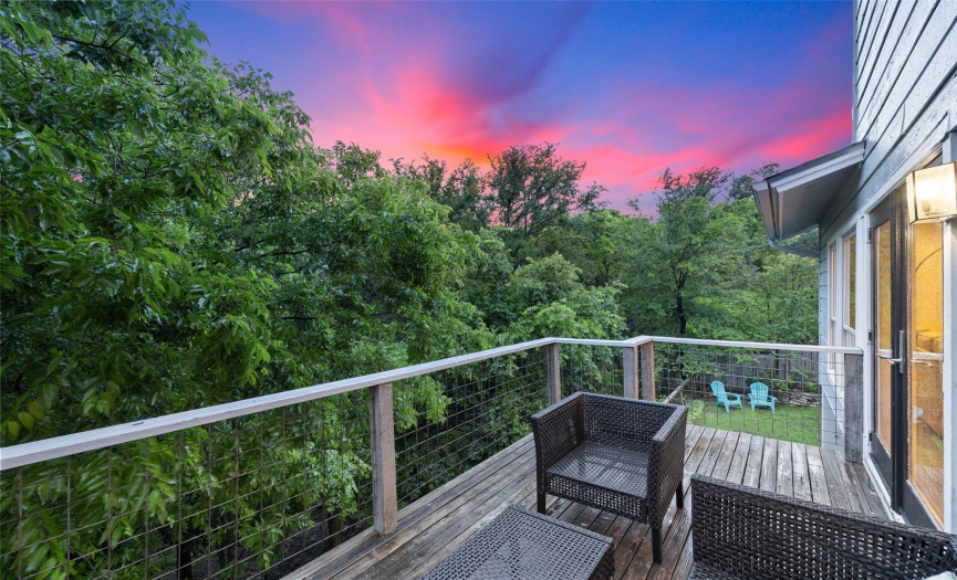The sunsets off of the upper-level back deck.