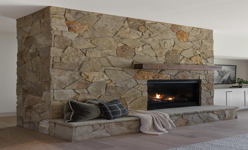 Family Room Fireplace with Accent Wall (Example Build)