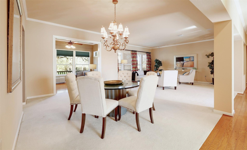 Host elegant dinner parties in the formal dining room, featuring ample space for guests to dine in style.