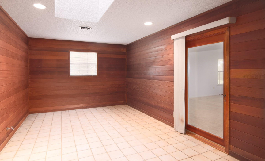 This room was created to be a sauna...could easily be finished into that or made into a cedar closet OR awesome office space. 