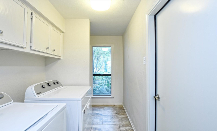 Laundry room off the kitchen with extra storage