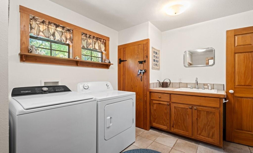 Utility room is large and includes a sink, pantry area and 40 gallon water heater.