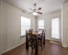 The dining area has a convenient ceiling fan and direct access to the backyard/patio.