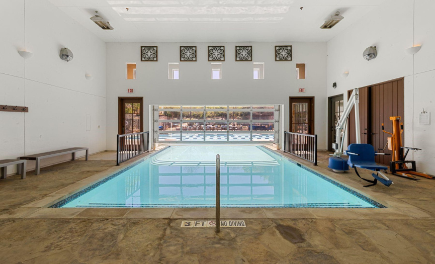 Community center has indoor access to the Heated Lap swimming pool for year round use.