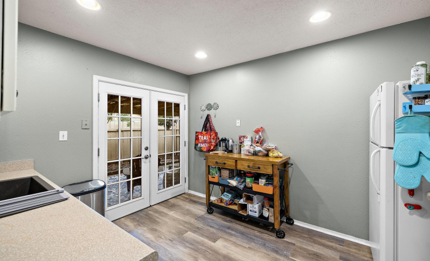Back wall has space for extra storage or a little breakfast nook