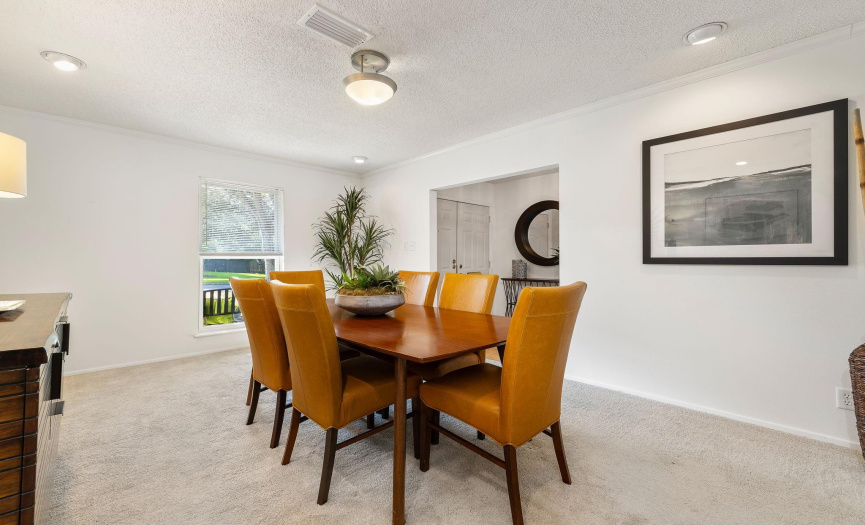 Formal dining with plenty of room for large dinner parties. 