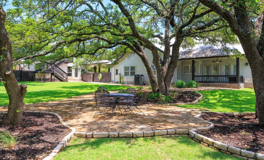 This property has an abundance of spaces to sit, relax and enjoy the views of the grounds and Hill Country