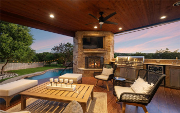 First level covered patio, with pool, and million dollar sunset views