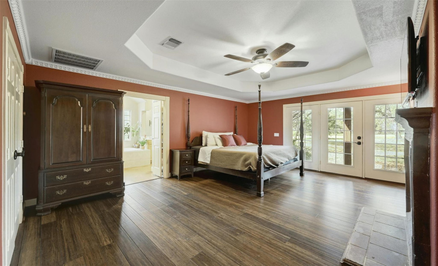 Very large master suite with access to the back patio.
