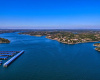 Westerly view over Lake Travis and Waterford at right side.