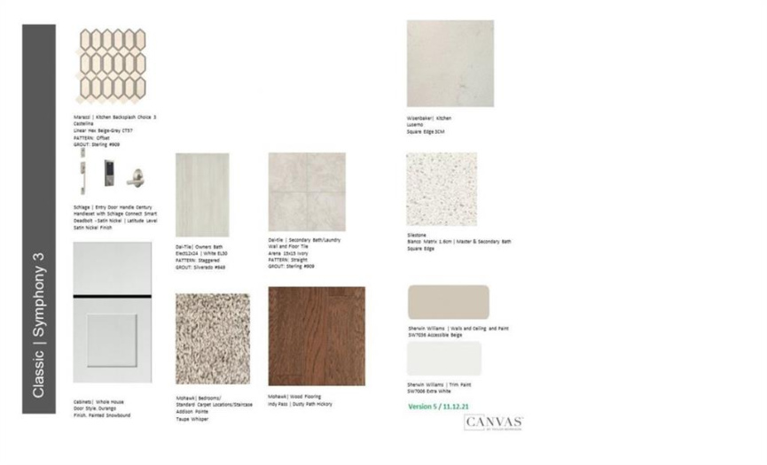 Design selections.  Home is under construction and selections are subject to change.
